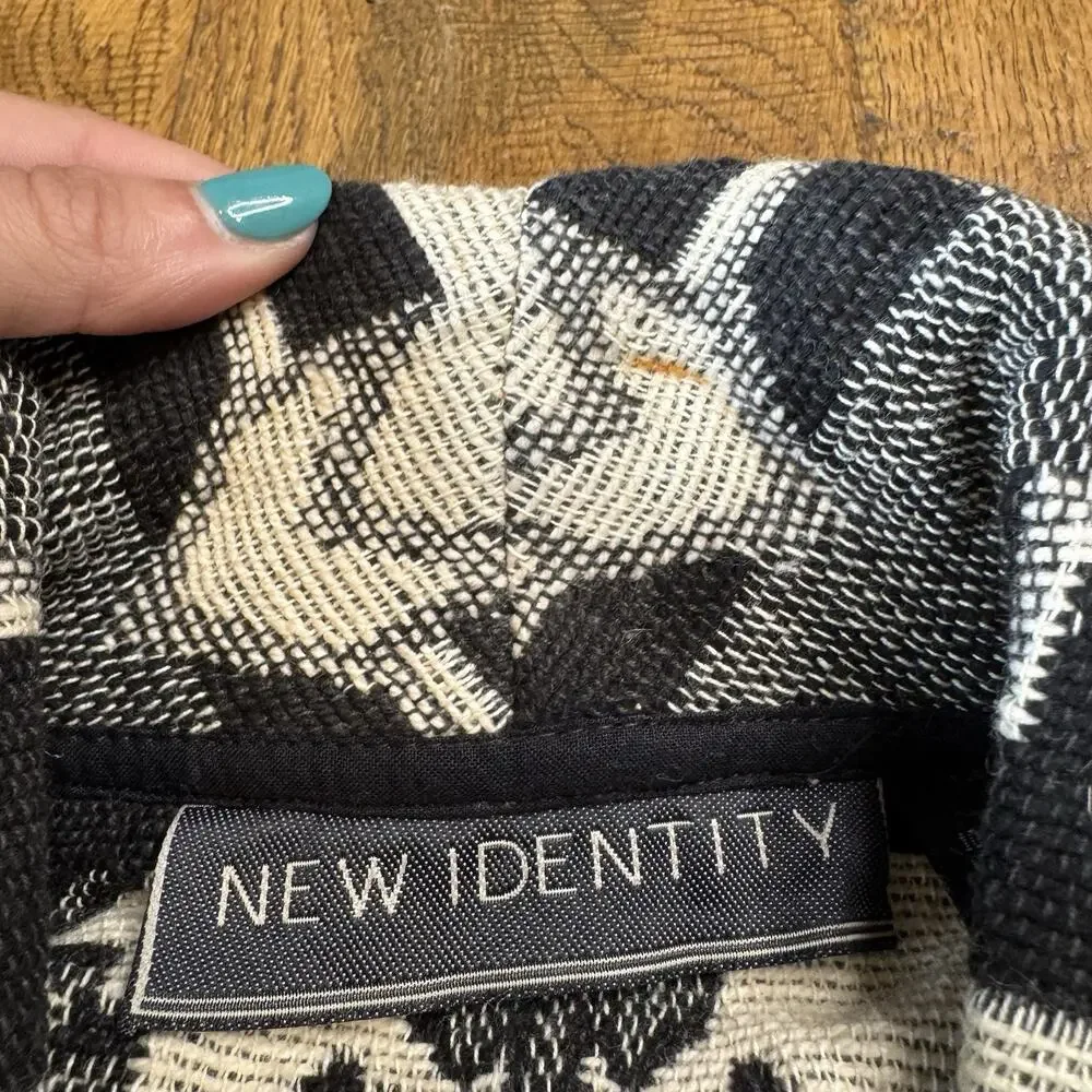 VTG New Identity Tapestry Jacket Womens XL Aztec Southwestern Blazer Black White - Picture 3 of 6